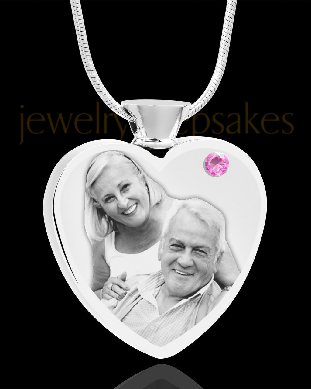June Stainless Steel Photo Engraved Heart Cremation Pendant