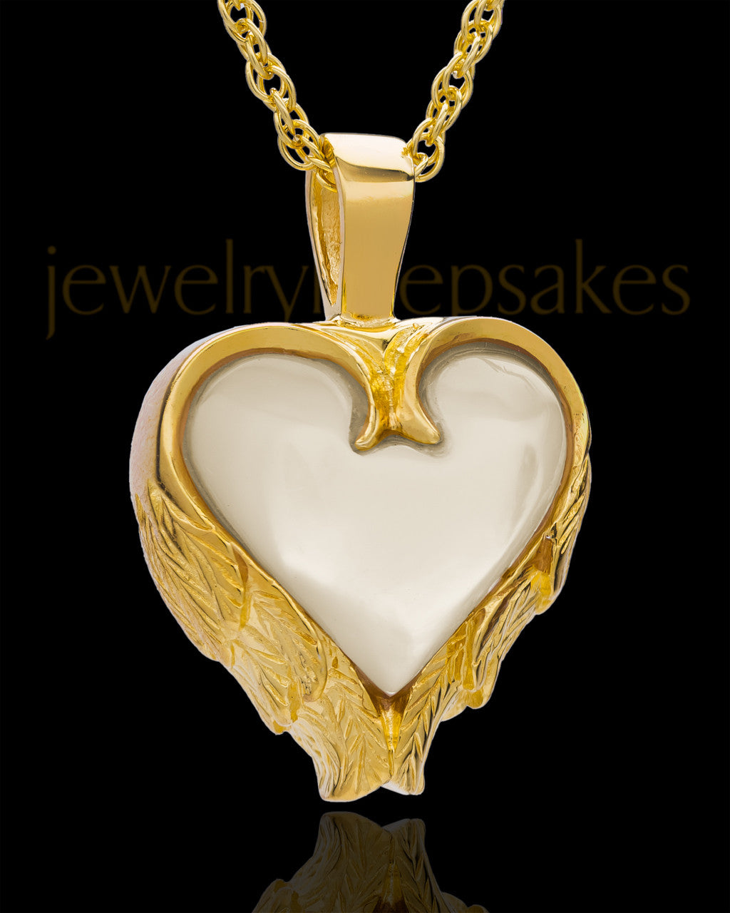 Remembrance Pendant 14k Gold Winged Heart Keepsake
