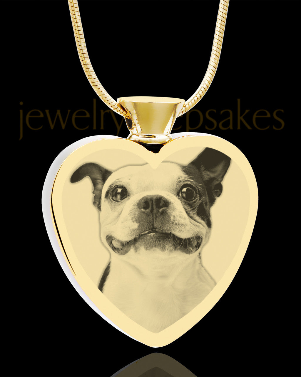 Photo Engraved Heart Gold Plated on Stainless Cremation Pet Pendant
