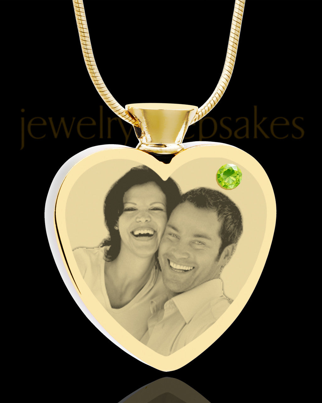 August Gold Plated Photo Engraved Heart Cremation Pendant