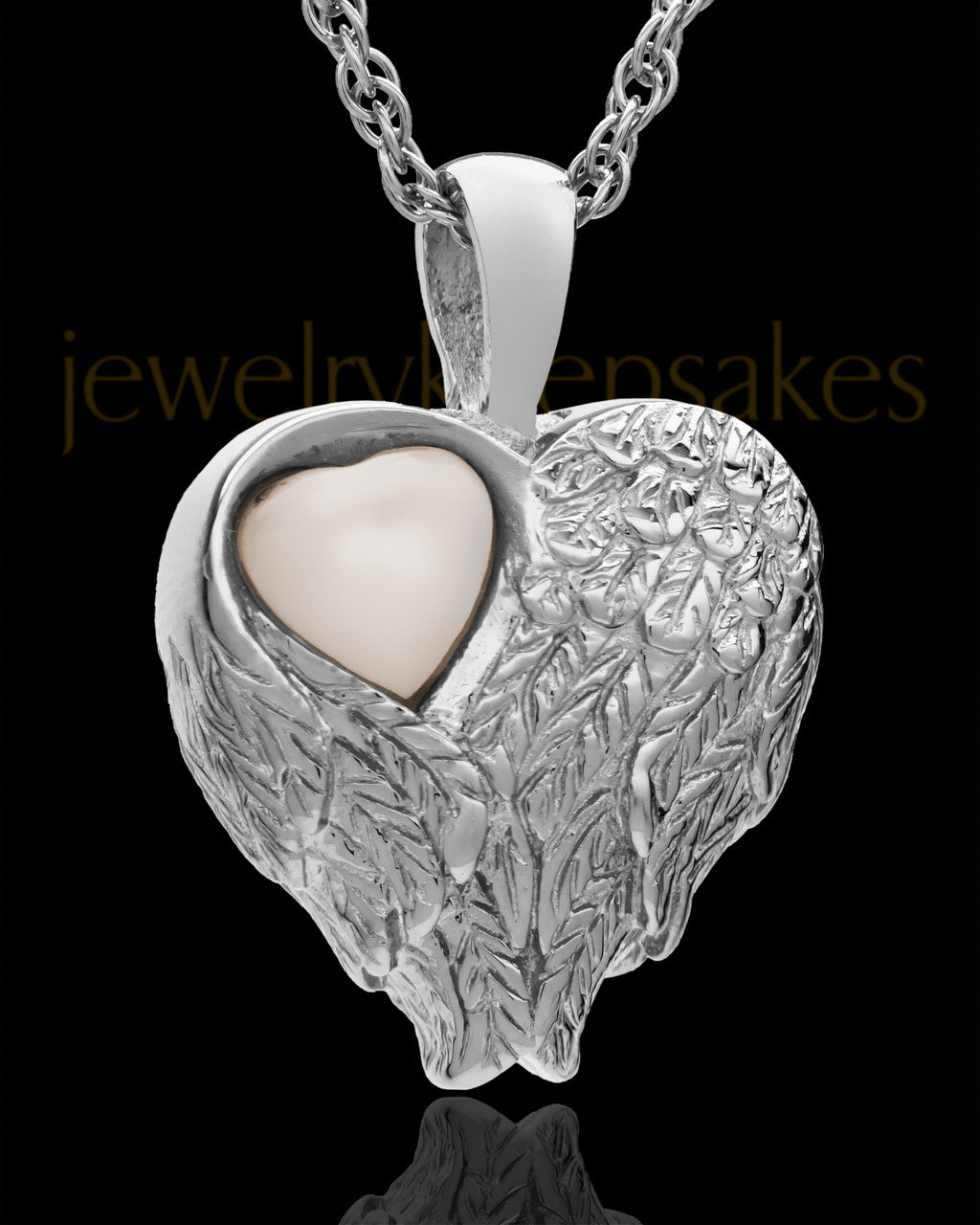 Cremation Jewelry 14k White Gold Forever Loved Heart Keepsake
