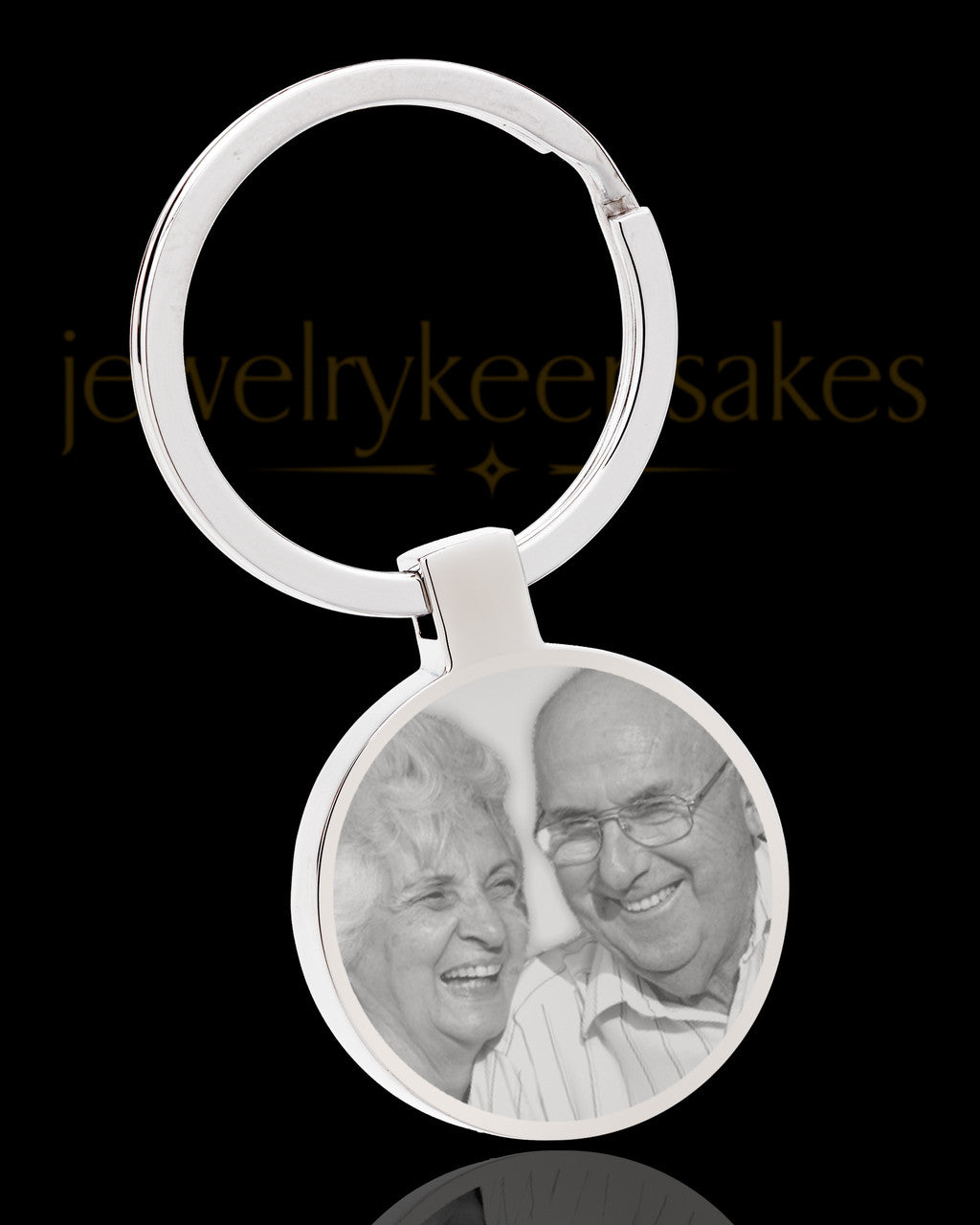 Photo Engraved Stainless Steel Round Cremation Keychain