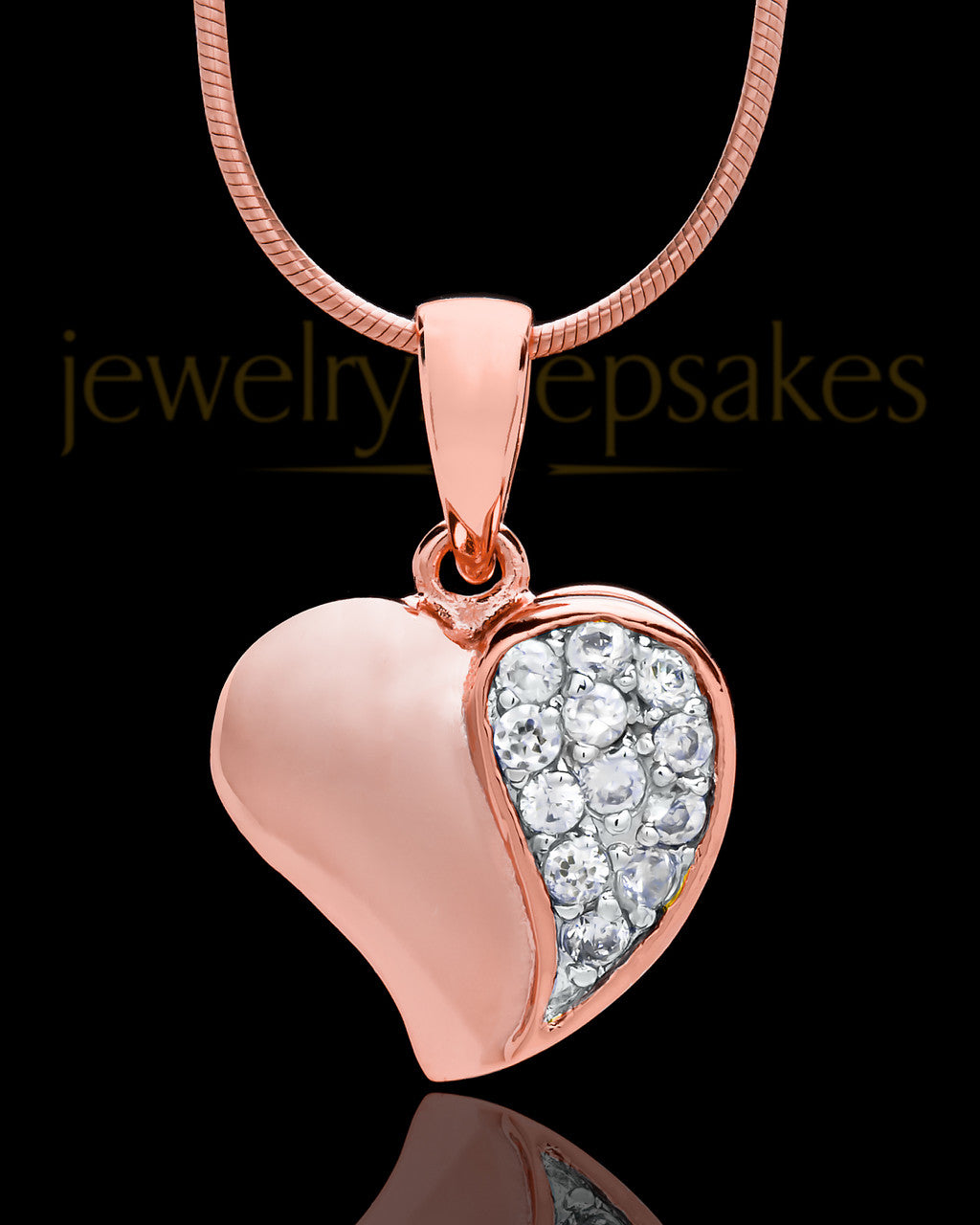 Rose Gold Plated Jeweled Heart Keepsake Jewelry