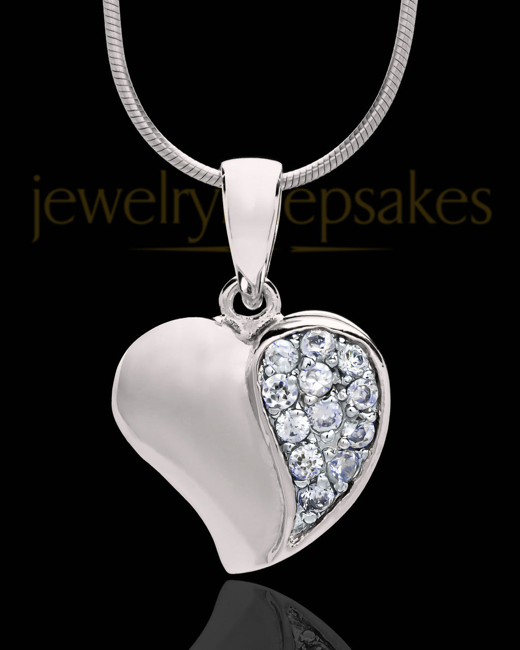 Sterling Silver Jeweled Heart Keepsake Jewelry