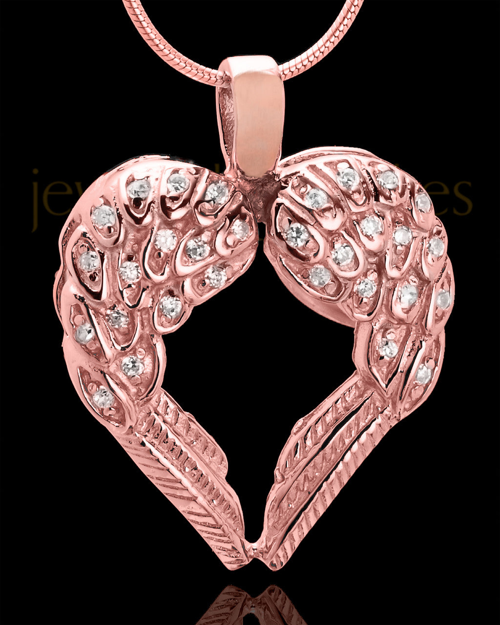 14K Rose Gold Winged Memories Heart Keepsake Jewelry