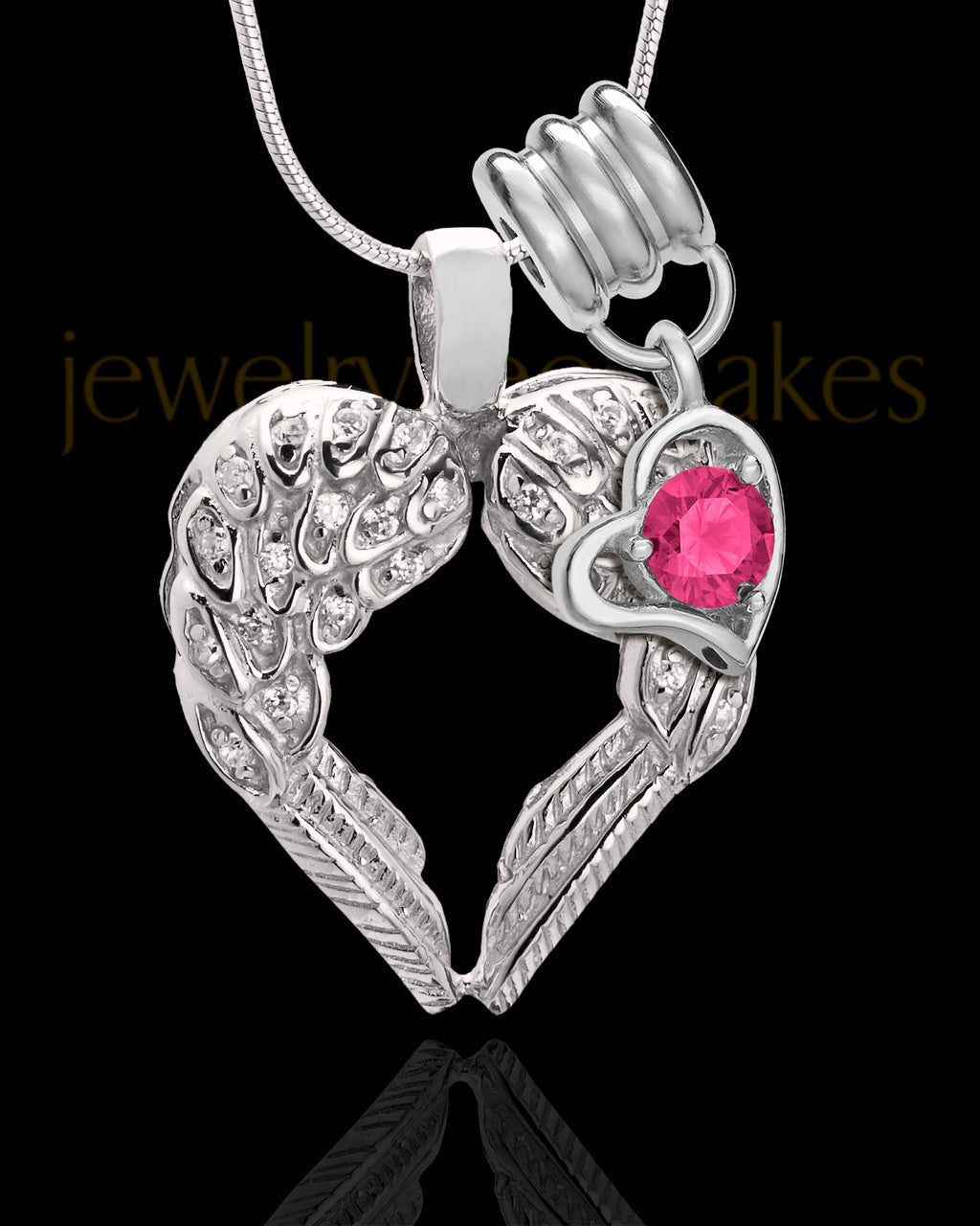October Winged Memories' Sterling Silver Heart Cremation Pendant