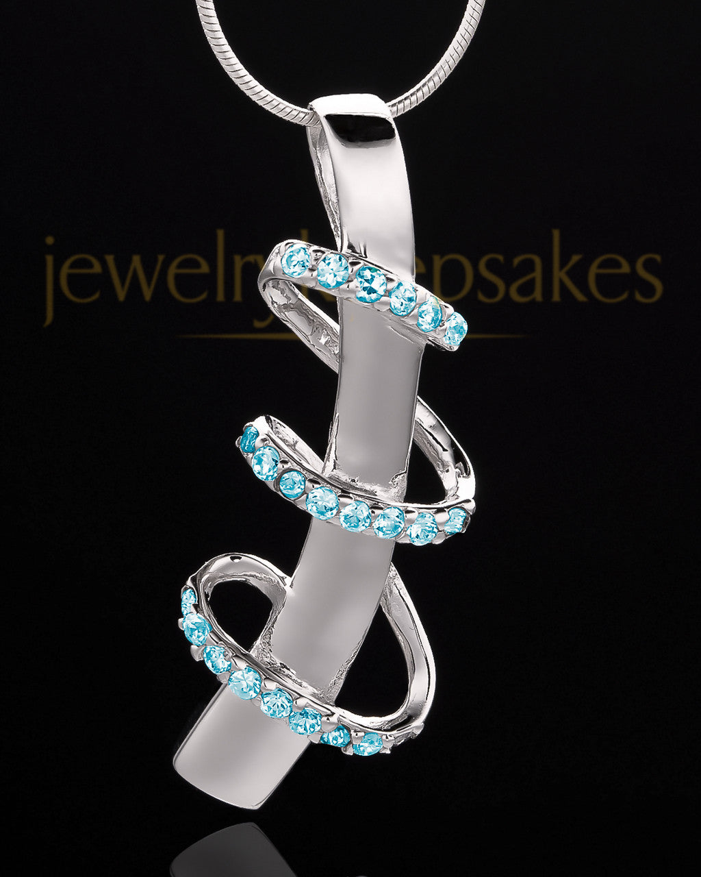 Sterling Silver Blue Inspirational Memories Cremation Urn Pendant