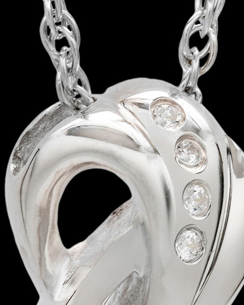Infinity with Mother of Pearl Swarovski Stones Ash Pendant in White Gold