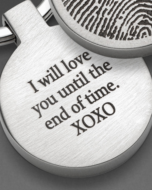 Round My Love Stainless Steel Thumbprint Keychain