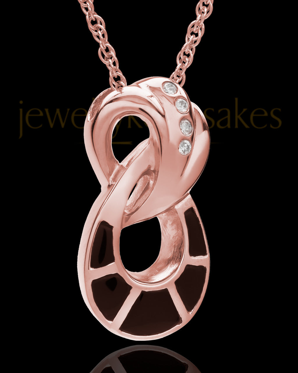 14K Rose Gold and Onxy Infinity Cremation Necklace