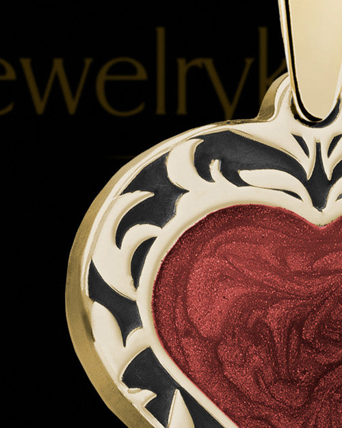 Solid 14K Gold Burning Heart Ash Jewelry