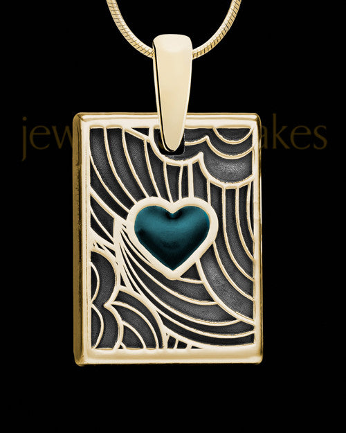 Blue Boxed Heart Gold Ash Jewelry