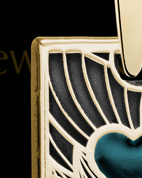 Solid 14K Gold Blue Boxed Heart Ash Jewelry