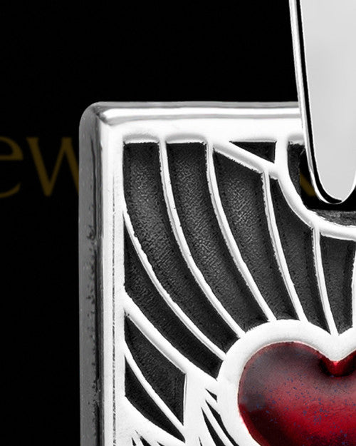 Red Boxed Heart Silver Ash Jewelry