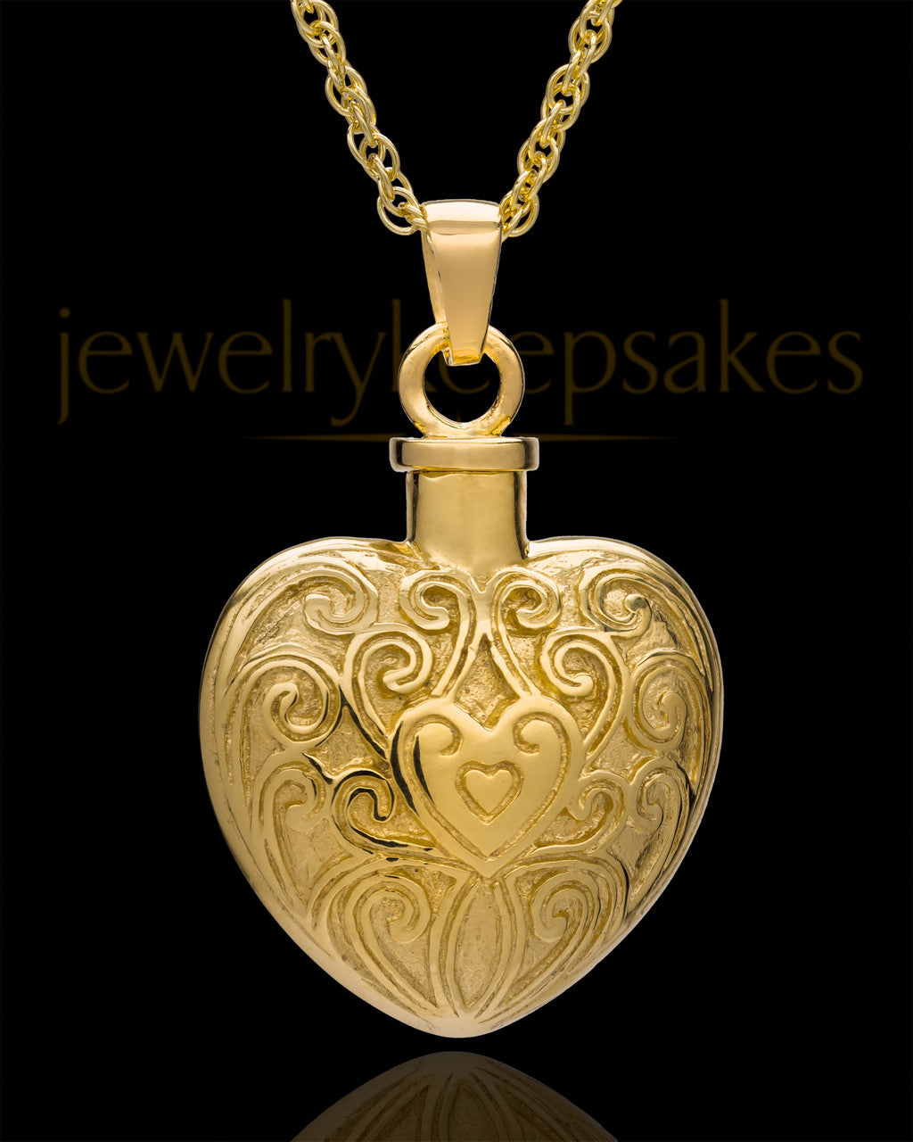 Memorial Pendant 14K Gold Plated Love Filigree Heart