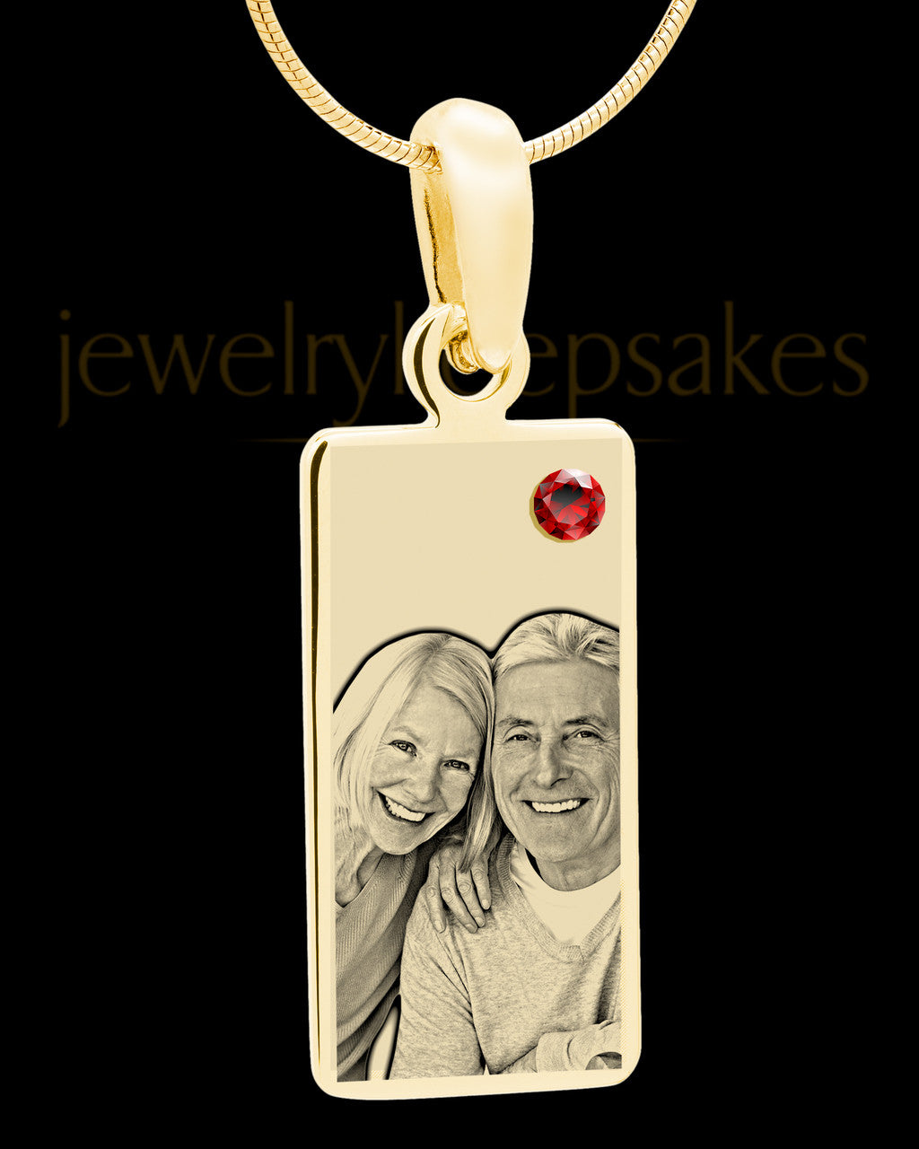 January Photo Engraved Gold Long Rectangle