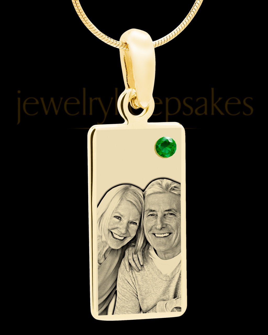 May Photo Engraved Gold Long Rectangle