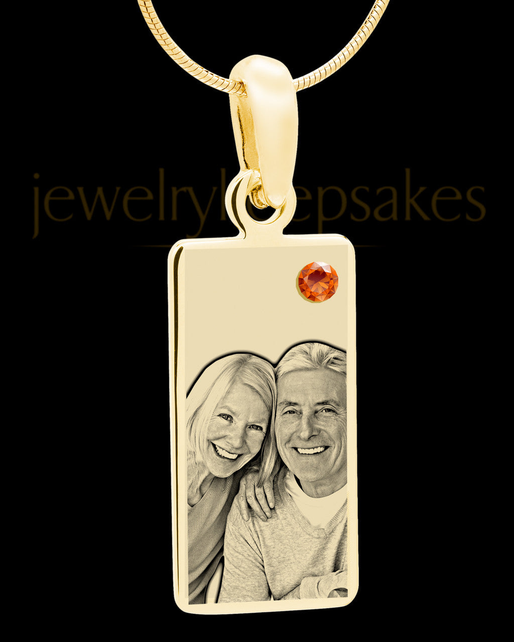 November Photo Engraved Gold Long Rectangle