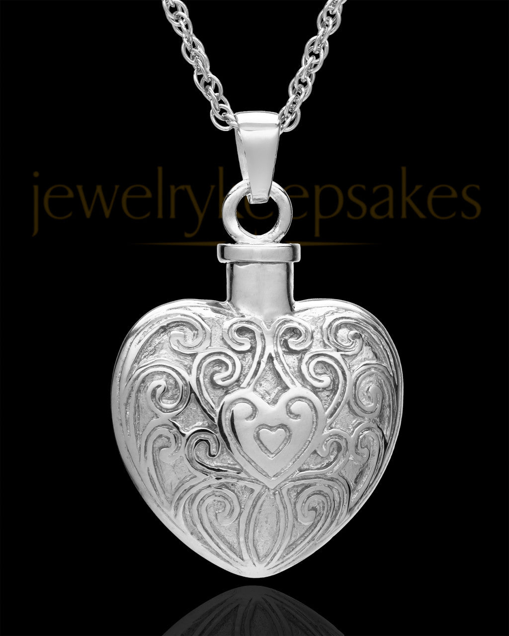 Memorial Pendant Sterling Silver Love Filigree Heart