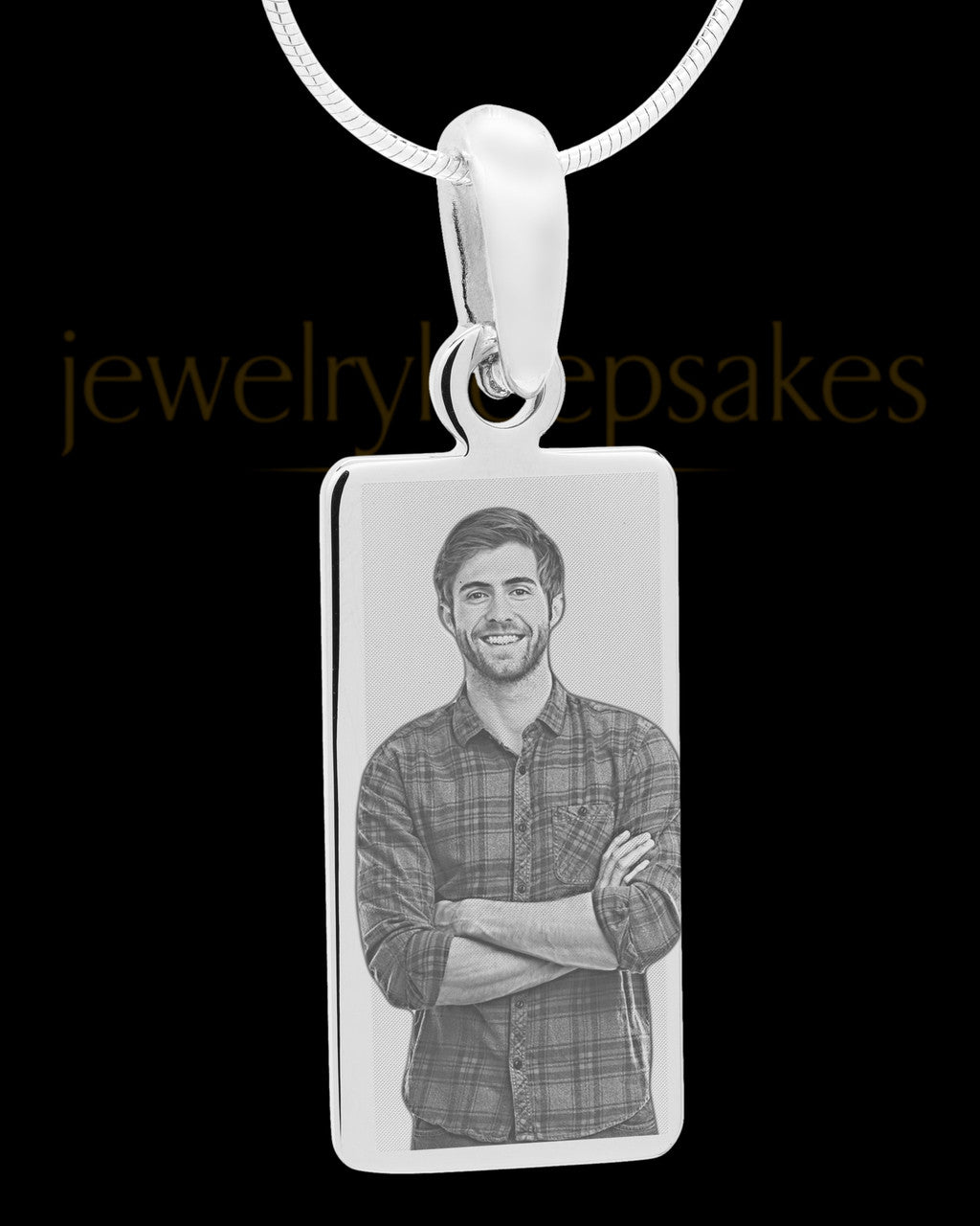 Photo Engraved Stainless Steel Long Rectangle