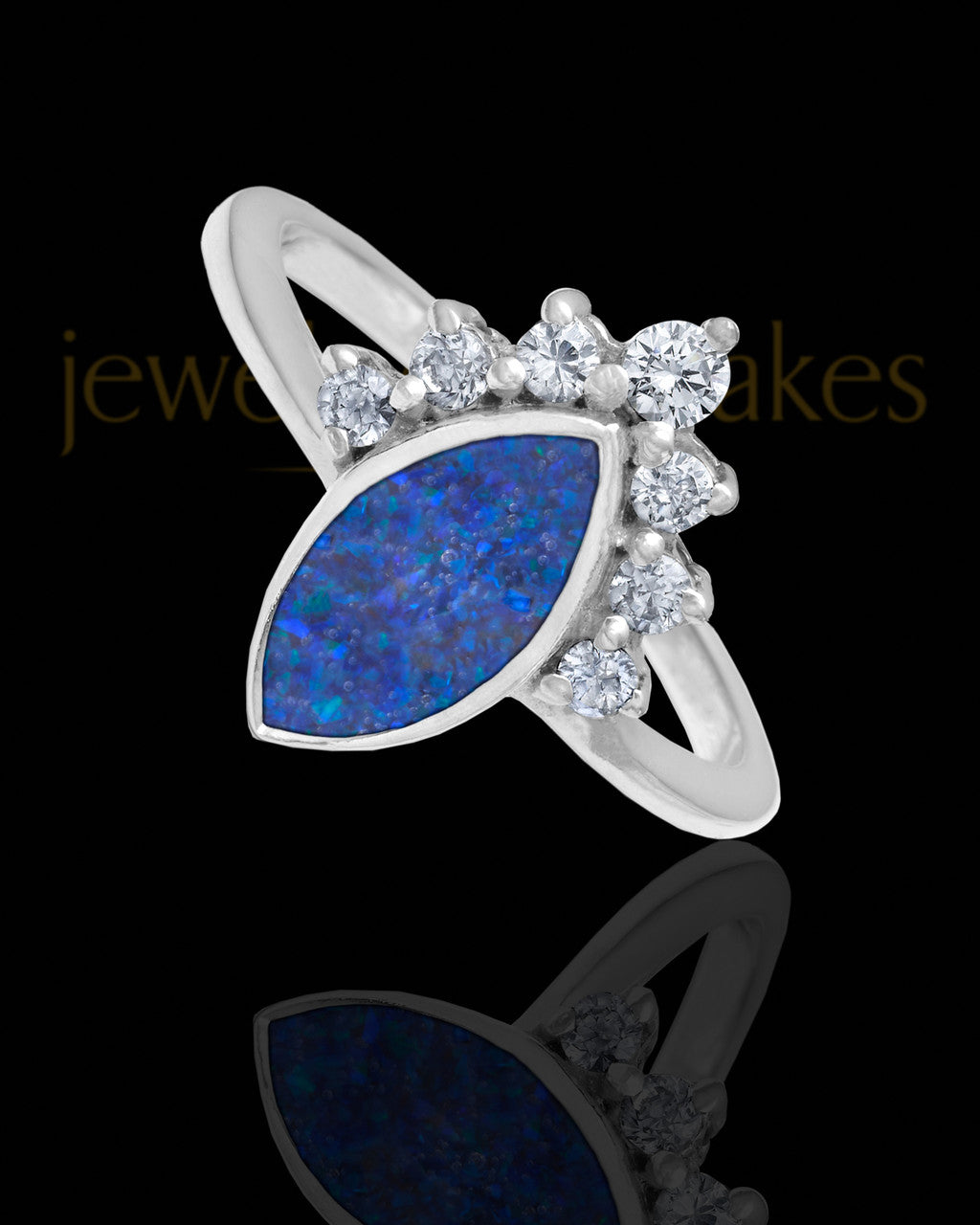 Ladies Loyola Ocean Tide Opal Silver Ash Ring