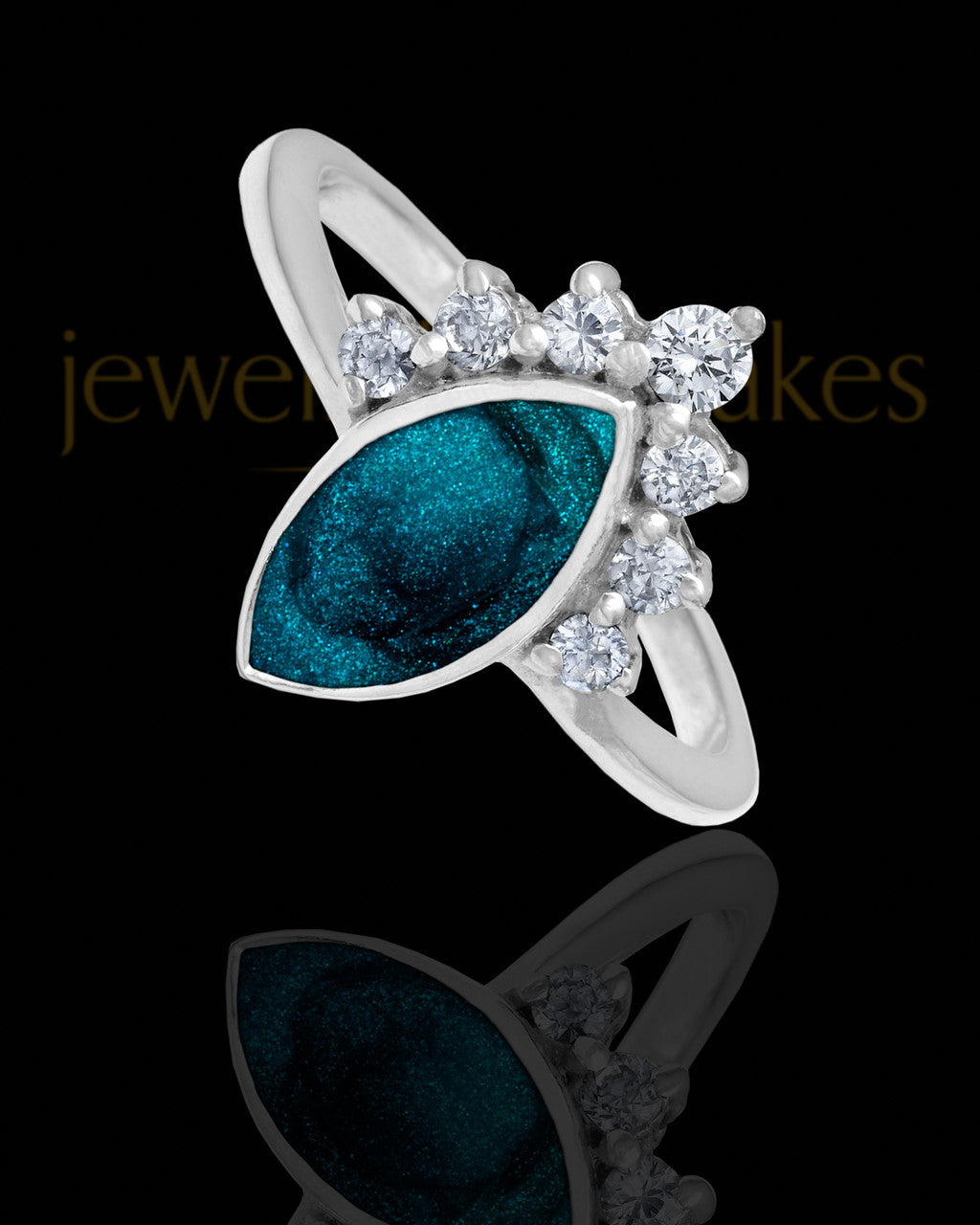 Ladies Loyola with Teal Silver Ash Ring