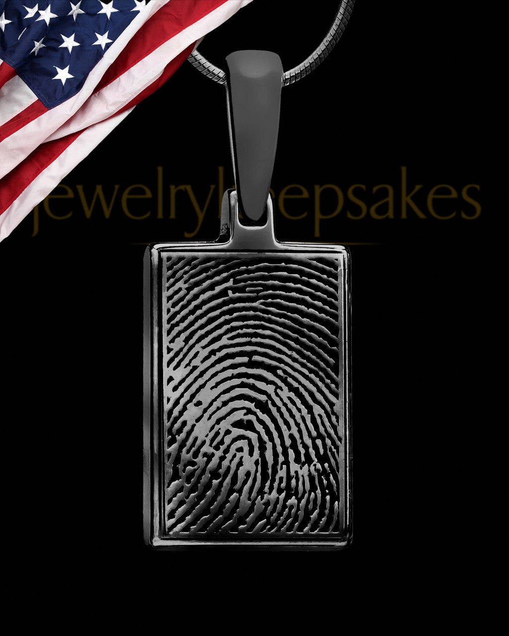 Black Plated Thumbprint Rectangle Pendant