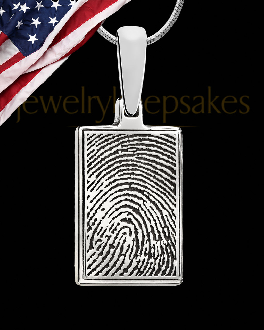 Sterling Silver Rectangle Thumbprint With Signature Pendant