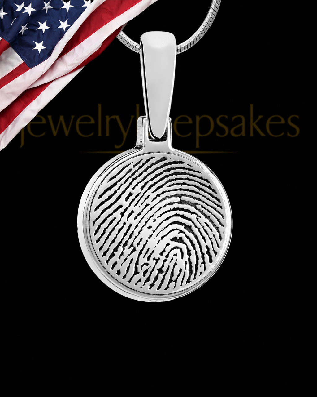 Solid 14k White Gold Round Thumbprint Pendant