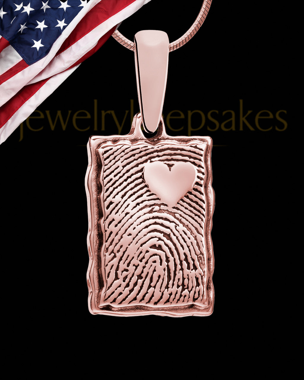 My Love Rose Gold Plated Rectangle Thumbprint Pendant
