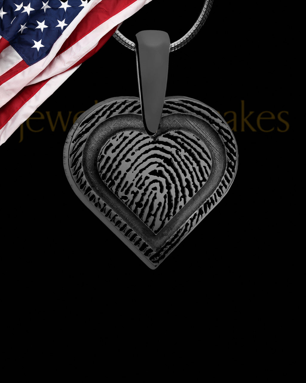 Bounded Heart Thumbprint Black Plated Pendant