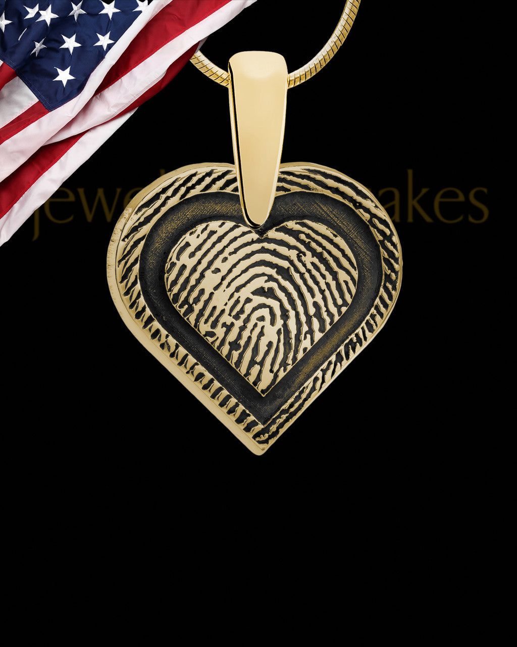 Gold Plated Bounded Heart Thumbprint Pendant