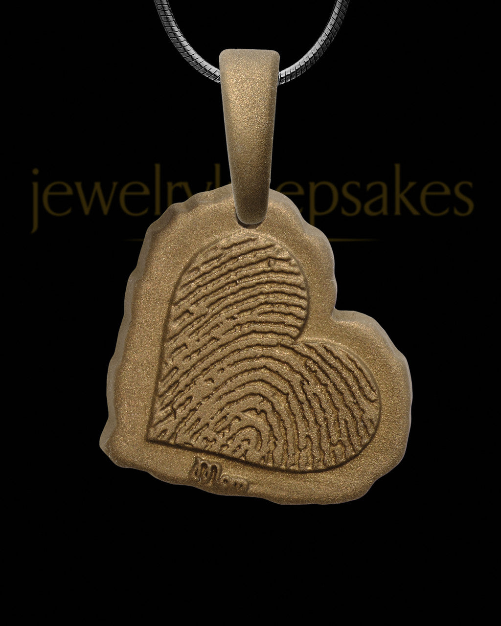 Antiqued Sterling Silver Heart with Bronze Finish Thumbprint Pendant