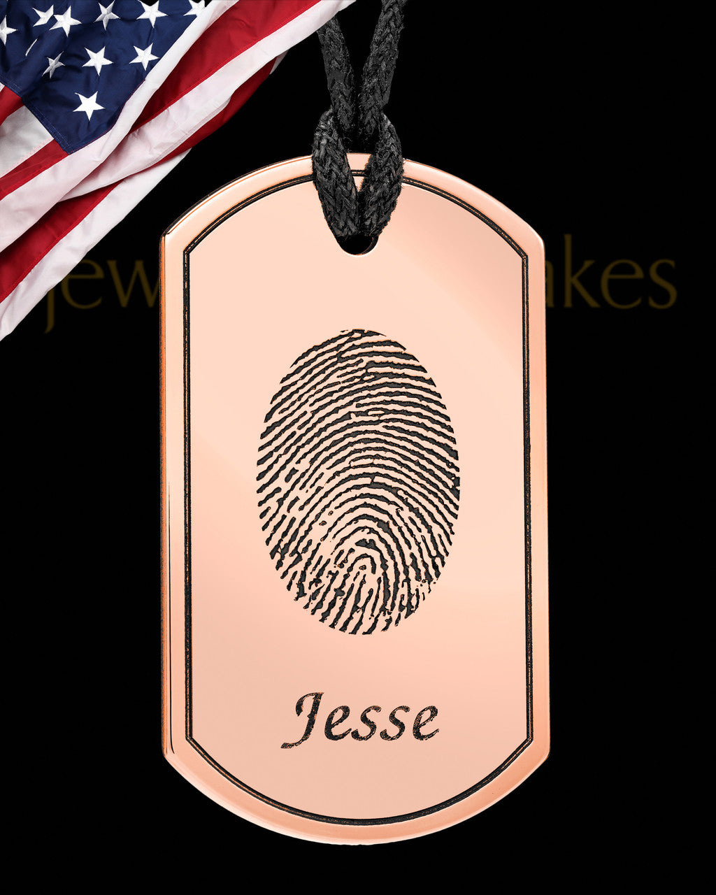 Copper Dog Tag Thumbprint Pendant