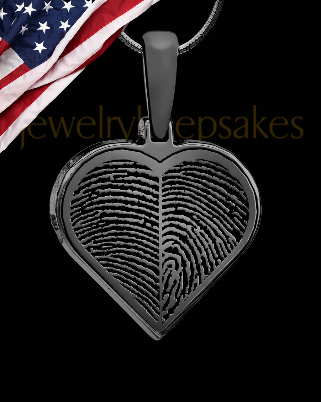 Two-thumbprint Sterling Silver Black Plated Pendant