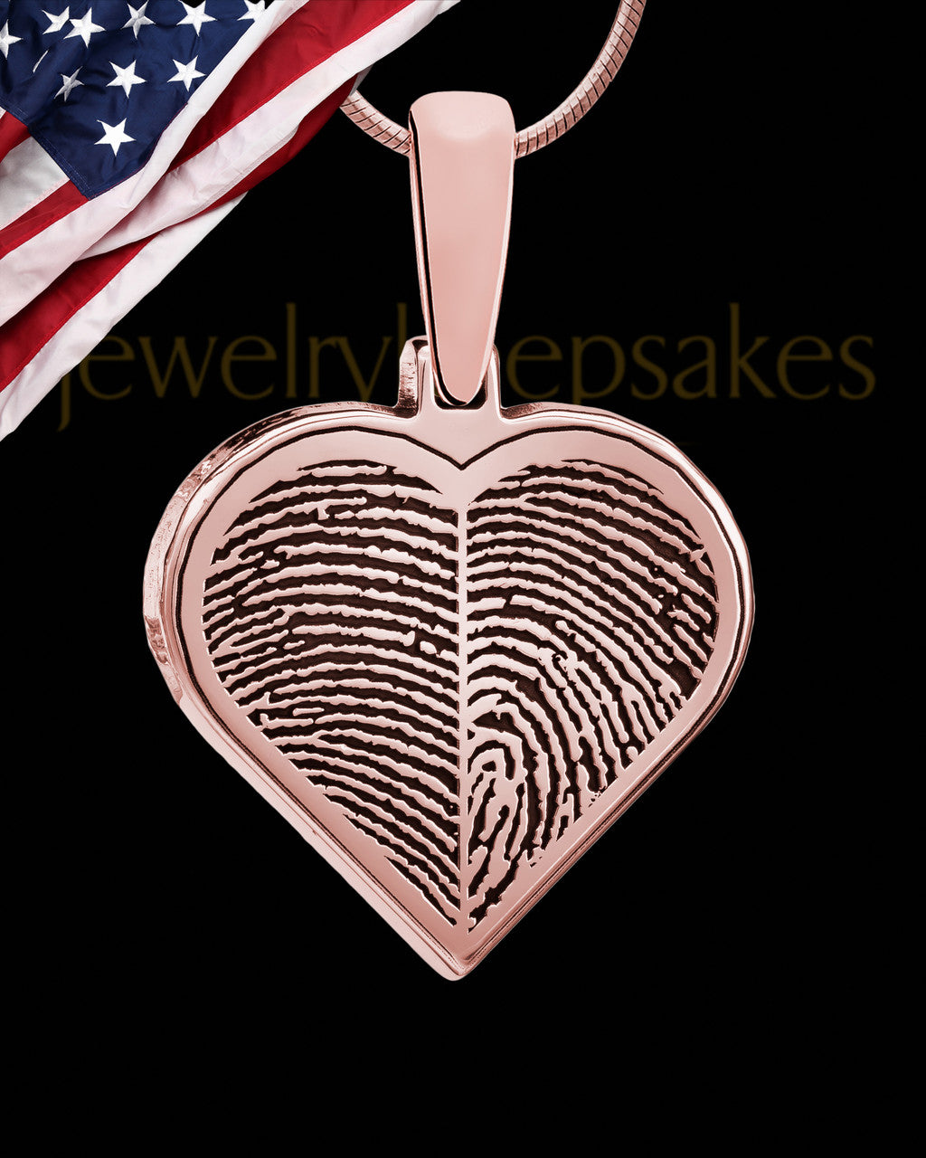 Two-thumbprint Rose Gold Plated Silver Heart Pendant