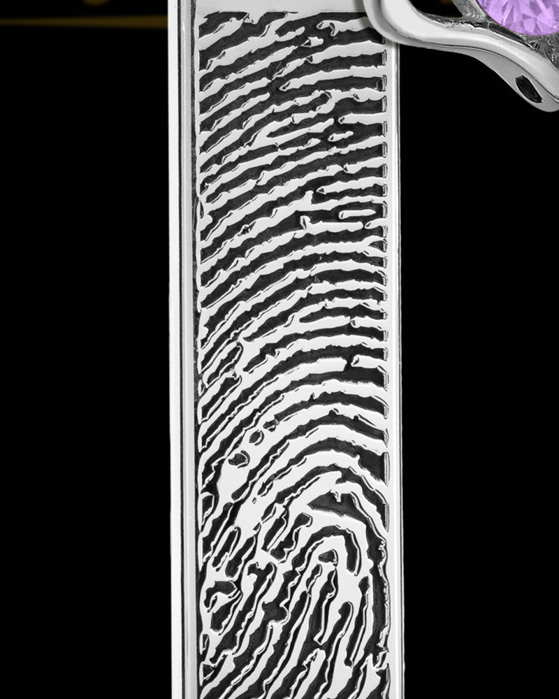Sterling Silver Bar with Birthstone Thumbprint Pendant