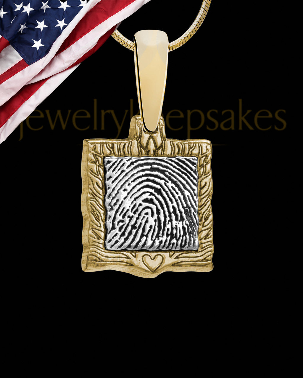 Gold-framed Sterling Silver Thumbprint Pendant