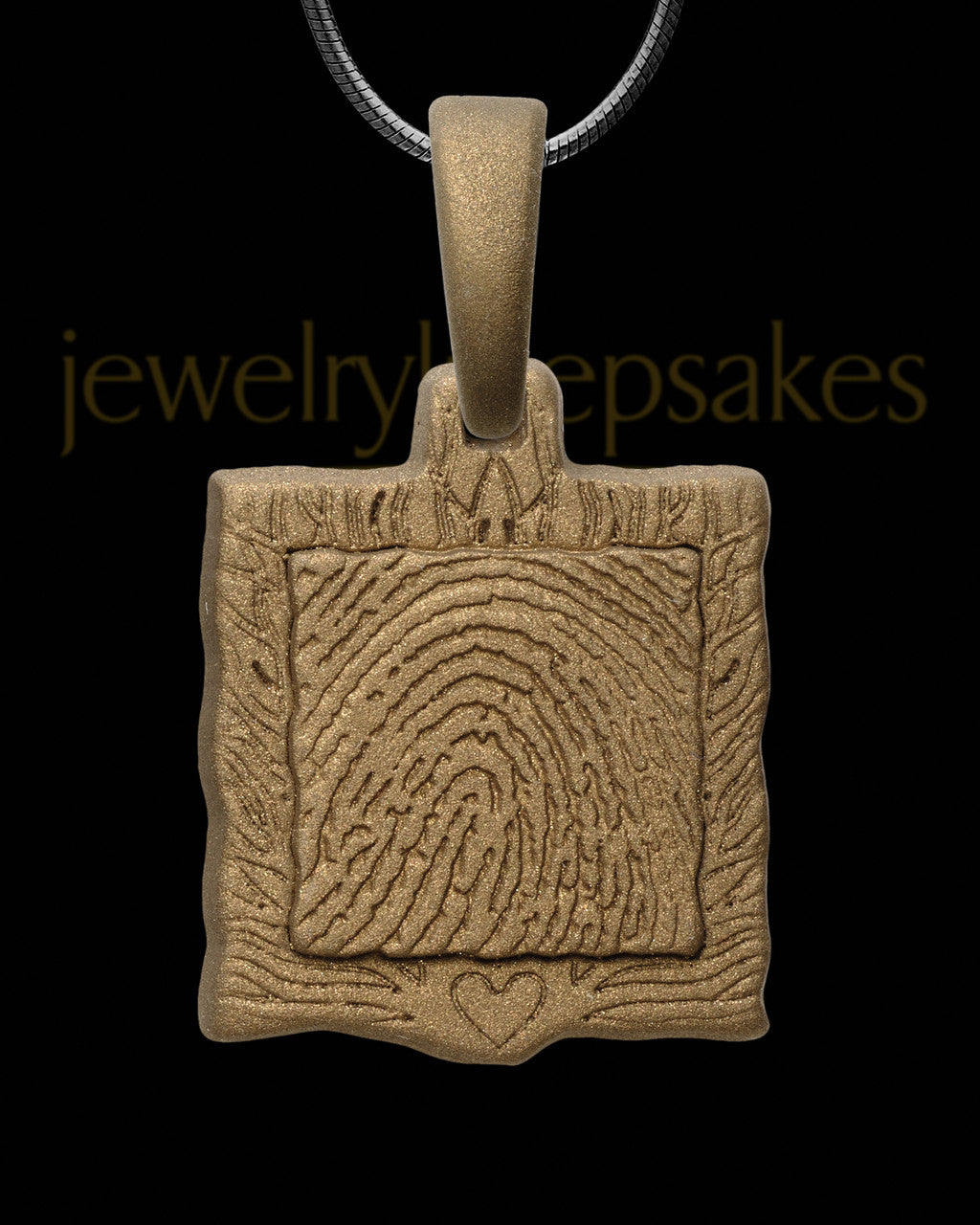 Square Sterling Silver with Bronze Finish Thumbprint Pendant