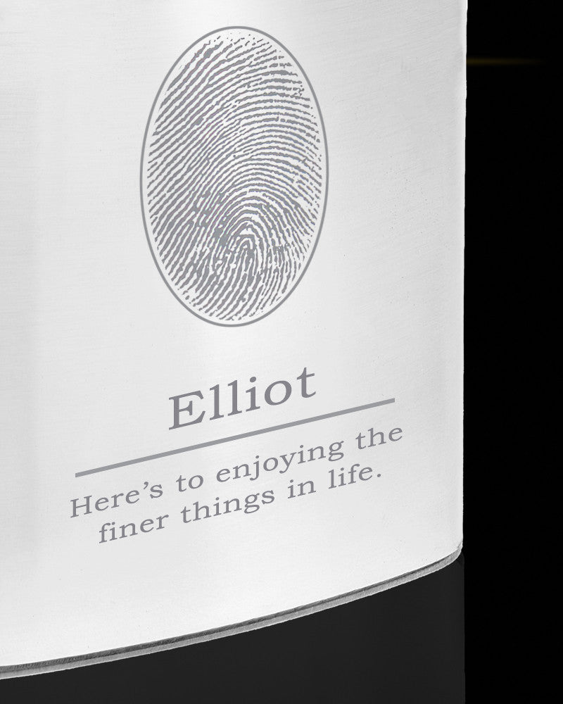 Stainless Steel Flask with Thumbprint and Name