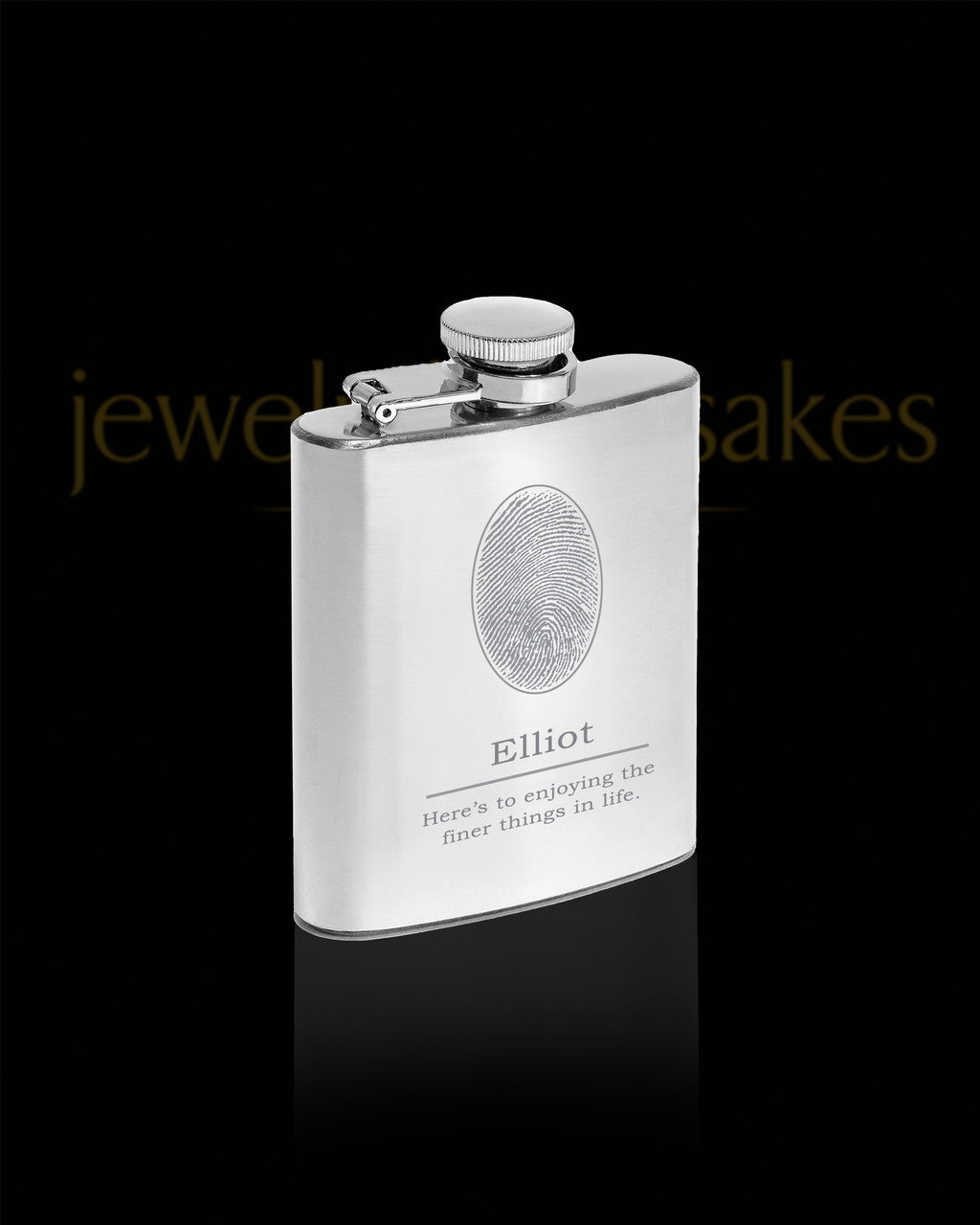 Stainless Steel Flask with Thumbprint and Name