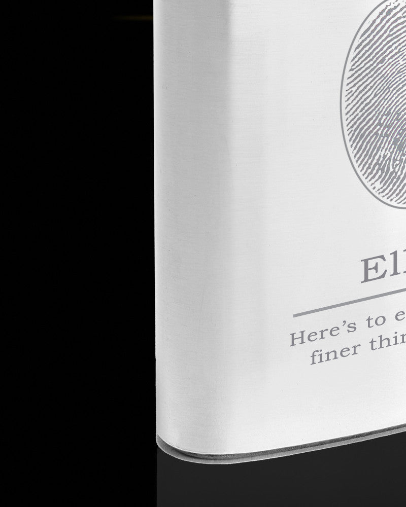 Stainless Steel Flask with Thumbprint and Name
