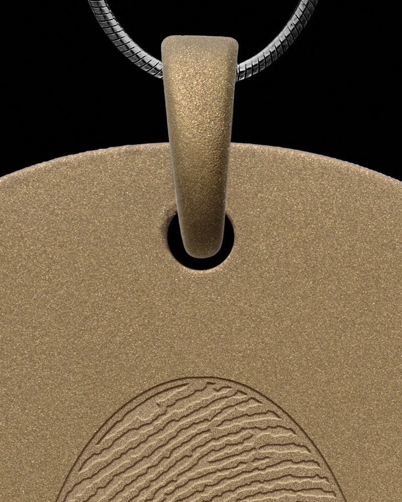 Bronze Finish Stainless Steel Thumbprint Dog Tag Pendant