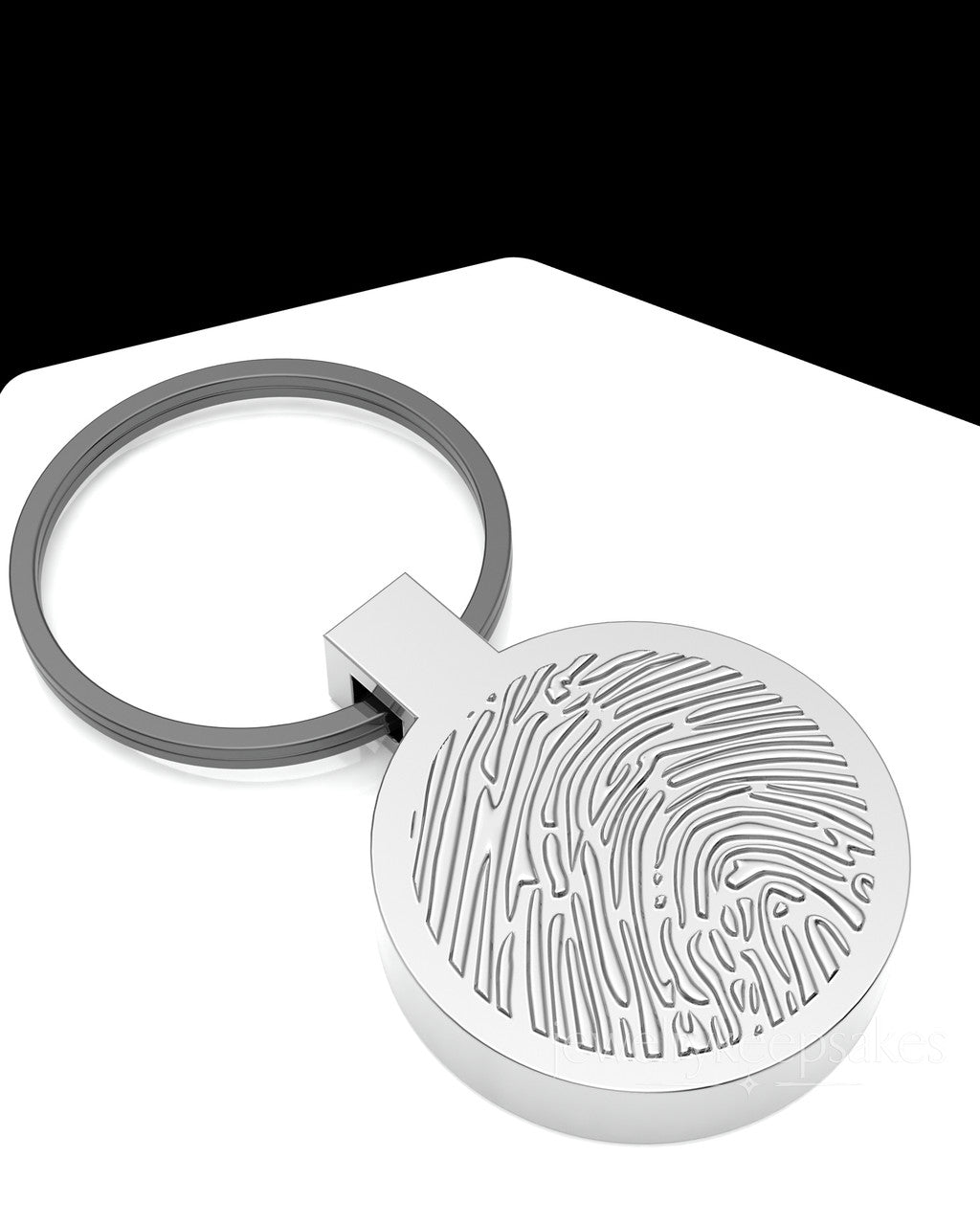 Solid 14K White Gold Permanently Sealed Waterproof Thumbprint Keychain