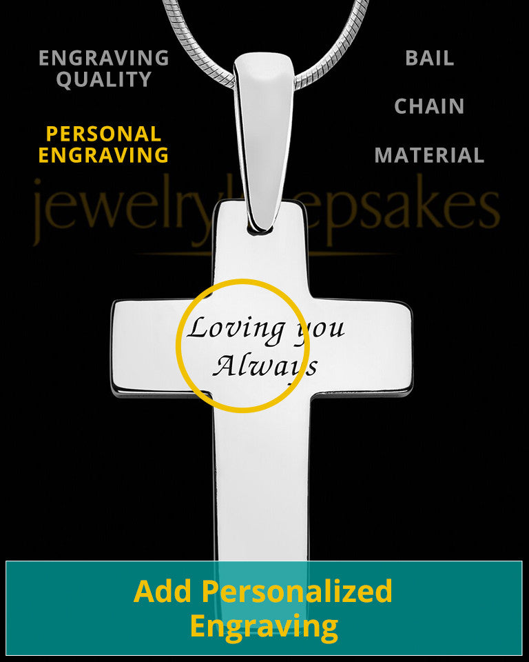 Divine Cross Memorial Thumbprint Pendant Necklace Sterling Silver