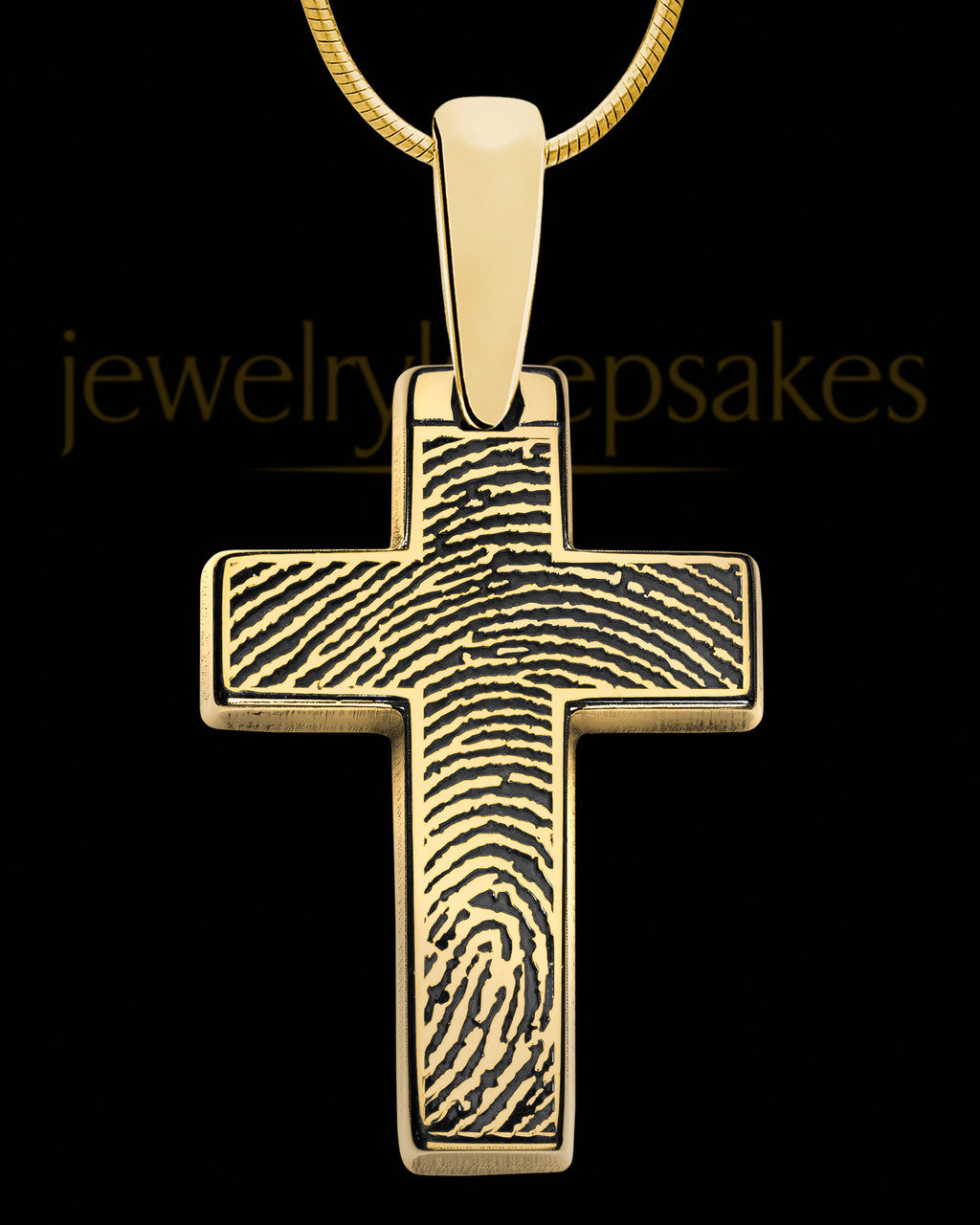 Divine Cross Solid 14k Gold Thumbprint Pendant