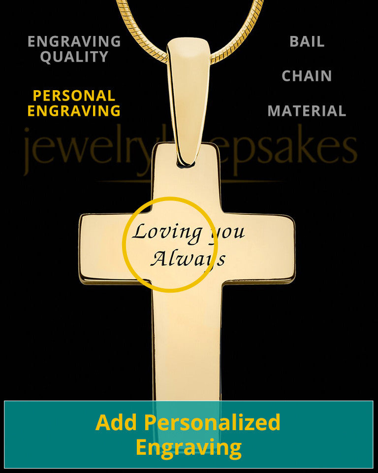 Divine Cross Solid 14k Gold Thumbprint Pendant
