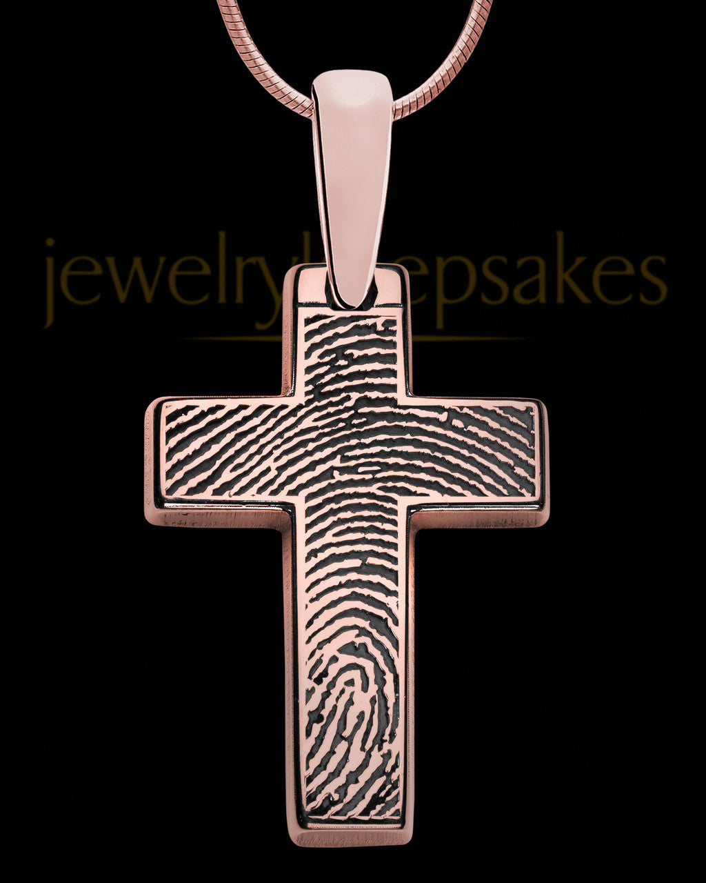 Divine Cross Rose Gold over Sterling Thumbprint Pendant