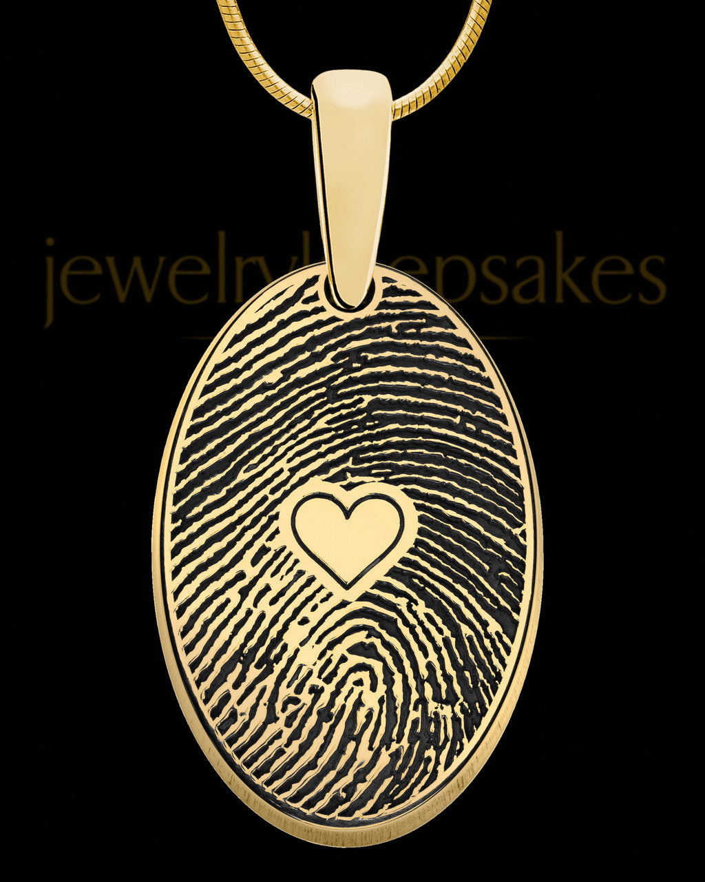 Solid 14k Gold  Heartfelt Oval Heart Thumbprint Pendant
