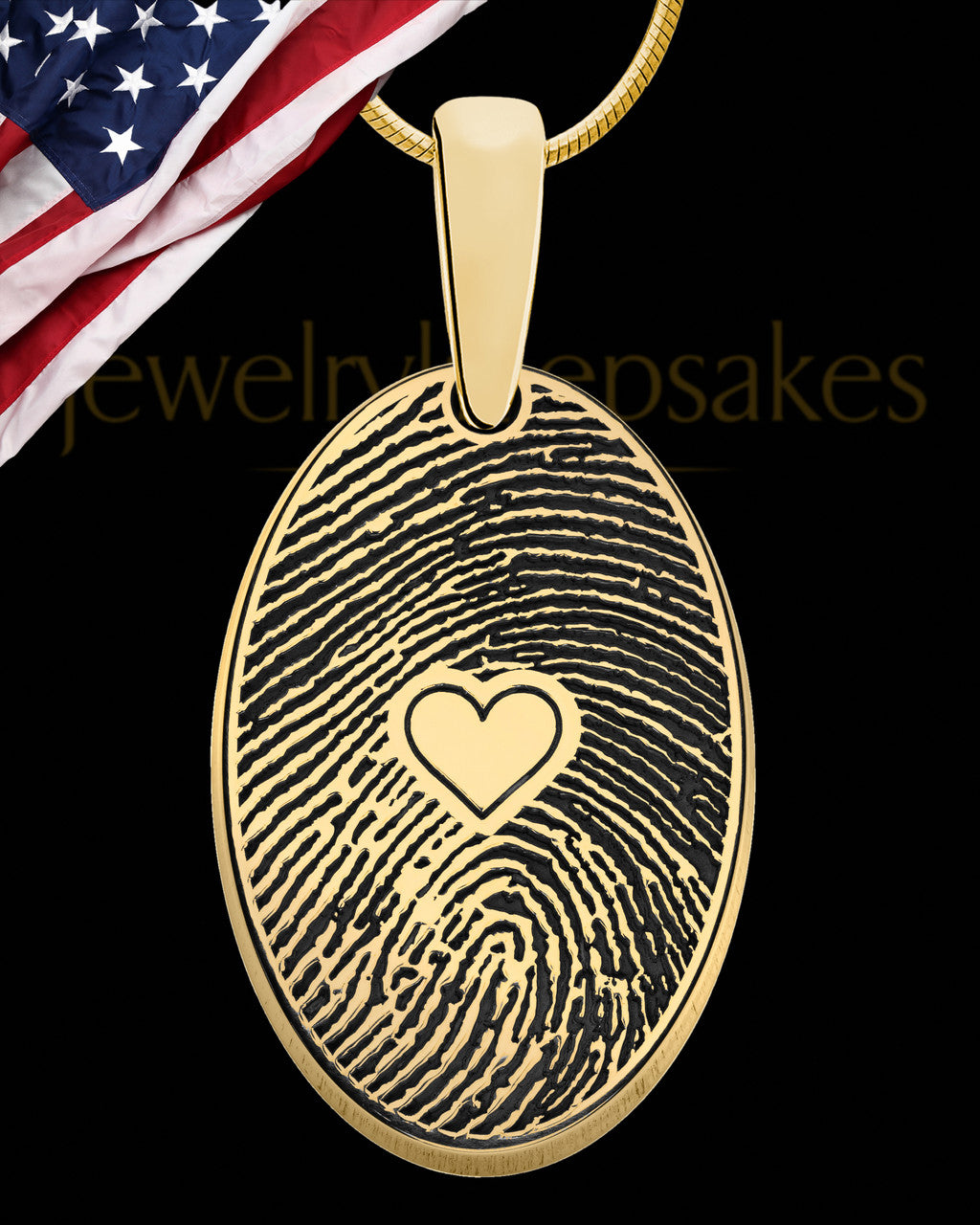 Gold Plated over Sterling Heartfelt Oval Heart Thumbprint Pendant